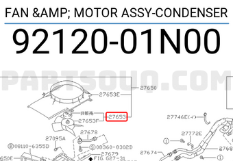 Nissan 9212001N00 FAN & MOTOR ASSY-CONDENSER
