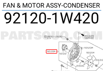 Nissan 921201W420 FAN & MOTOR ASSY-CONDENSER