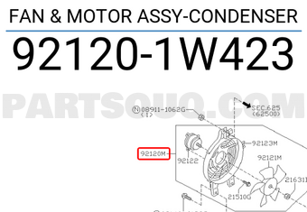 Nissan 921201W423 FAN & MOTOR ASSY-CONDENSER
