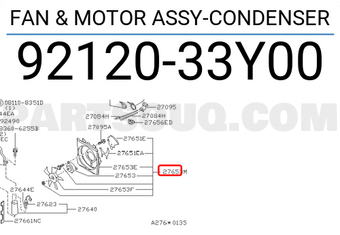 Nissan 9212033Y00 FAN & MOTOR ASSY-CONDENSER