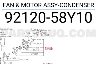 Nissan 9212058Y10 FAN & MOTOR ASSY-CONDENSER