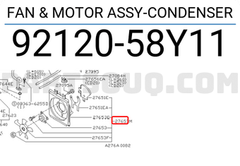 Nissan 9212058Y11 FAN & MOTOR ASSY-CONDENSER