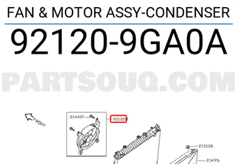 Nissan 921209GA0A FAN & MOTOR ASSY-CONDENSER