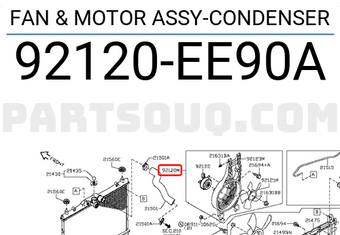 Nissan 92120EE90A FAN & MOTOR ASSY-CONDENSER