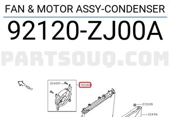 Nissan 92120ZJ00A FAN & MOTOR ASSY-CONDENSER