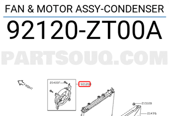 Nissan 92120ZT00A FAN & MOTOR ASSY-CONDENSER