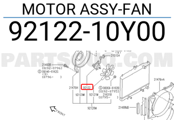Nissan 9212210Y00 MOTOR ASSY-FAN