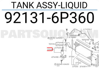 Nissan 921316P360 TANK ASSY-LIQUID