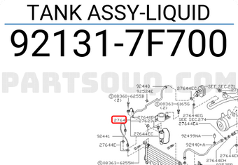 Nissan 921317F700 TANK ASSY-LIQUID