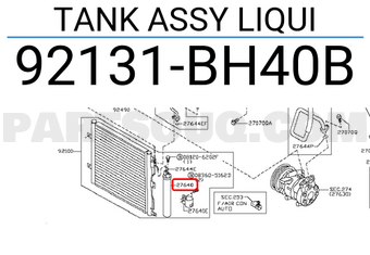 Nissan 92131BH40B TANK ASSY LIQUI