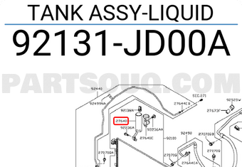 Nissan 92131JD00A TANK ASSY-LIQUID