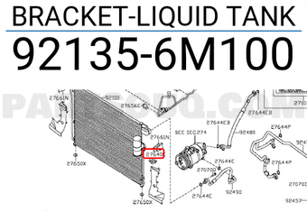 Nissan 921356M100 BRACKET-LIQUID TANK