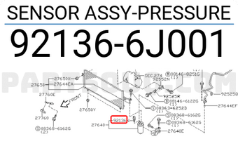 Nissan 921366J001 SENSOR ASSY-PRESSURE