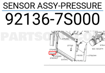 Nissan 921367S000 SENSOR ASSY-PRESSURE