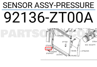 Nissan 92136ZT00A SENSOR ASSY-PRESSURE