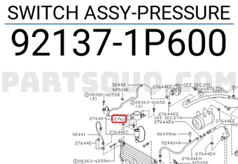 Nissan 921371P600 SWITCH ASSY-PRESSURE