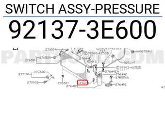 Nissan 921373E600 SWITCH ASSY-PRESSURE