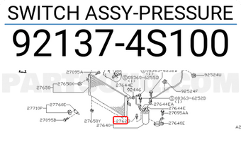 Nissan 921374S100 SWITCH ASSY-PRESSURE
