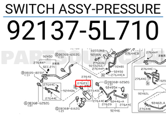 Nissan 921375L710 SWITCH ASSY-PRESSURE