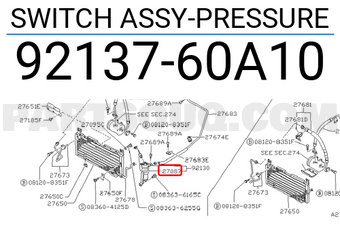 Nissan 9213760A10 SWITCH ASSY-PRESSURE