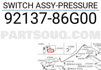 Nissan 9213786G00 SWITCH ASSY-PRESSURE