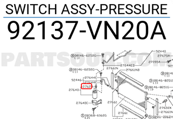 Nissan 92137VN20A SWITCH ASSY-PRESSURE