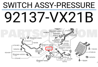 Nissan 92137VX21B SWITCH ASSY-PRESSURE