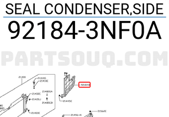 Nissan 921843NF0A SEAL CONDENSER,SIDE