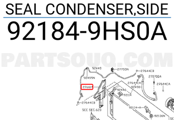 Nissan 921849HS0A SEAL CONDENSER,SIDE