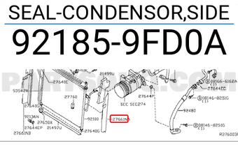 Nissan 921859FD0A SEAL-CONDENSOR,SIDE