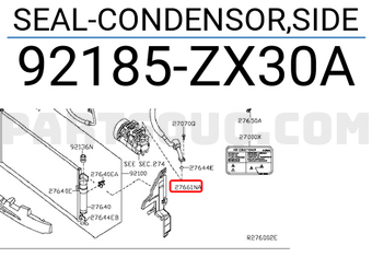 Nissan 92185ZX30A SEAL-CONDENSOR,SIDE