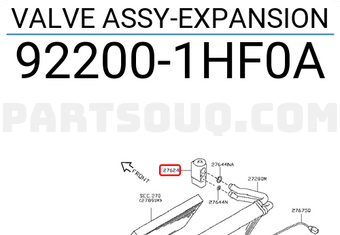 Nissan 922001HF0A VALVE ASSY-EXPANSION