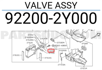 Nissan 922002Y000 VALVE ASSY