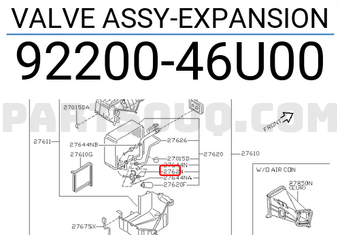 Nissan 9220046U00 VALVE ASSY-EXPANSION