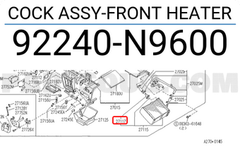 Nissan 92240N9600 COCK ASSY-FRONT HEATER