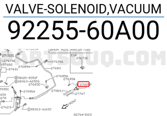 Nissan 9225560A00 VALVE-SOLENOID,VACUUM