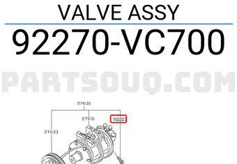 Nissan 92270VC700 VALVE ASSY