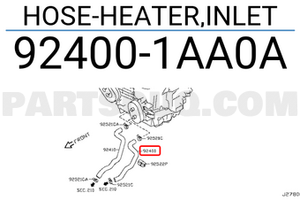 Nissan 924001AA0A HOSE-HEATER,INLET