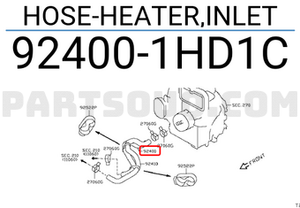 Nissan 924001HD1C HOSE-HEATER,INLET