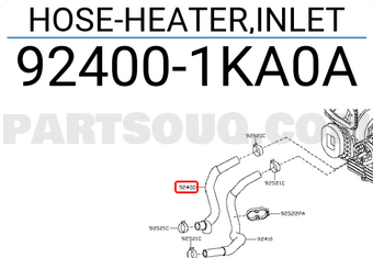 Nissan 924001KA0A HOSE-HEATER,INLET