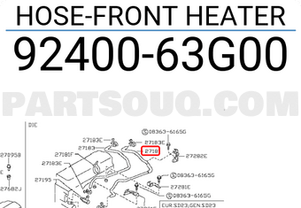 Nissan 9240063G00 HOSE-FRONT HEATER