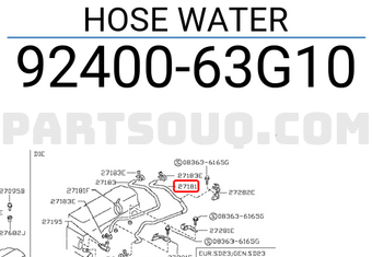Nissan 9240063G10 HOSE WATER