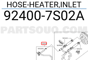 Nissan 924007S02A HOSE-HEATER,INLET