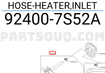 Nissan 924007S52A HOSE-HEATER,INLET