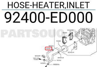 Nissan 92400ED000 HOSE-HEATER,INLET