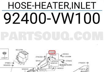 Nissan 92400VW100 HOSE-HEATER,INLET