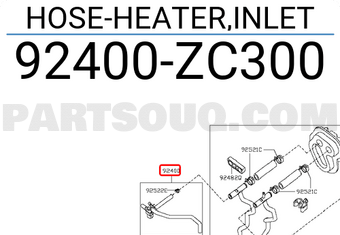 Nissan 92400ZC300 HOSE-HEATER,INLET