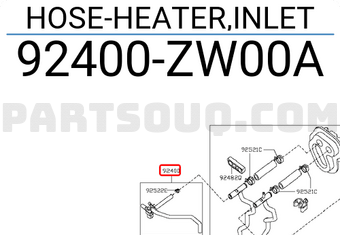 Nissan 92400ZW00A HOSE-HEATER,INLET