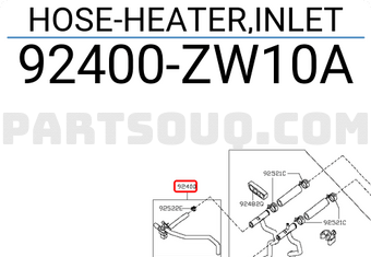 Nissan 92400ZW10A HOSE-HEATER,INLET