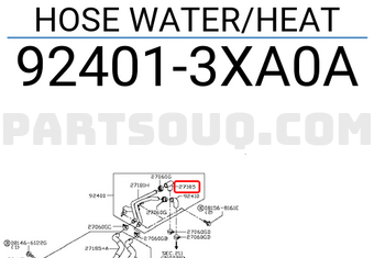 Nissan 924013XA0A HOSE WATER/HEAT